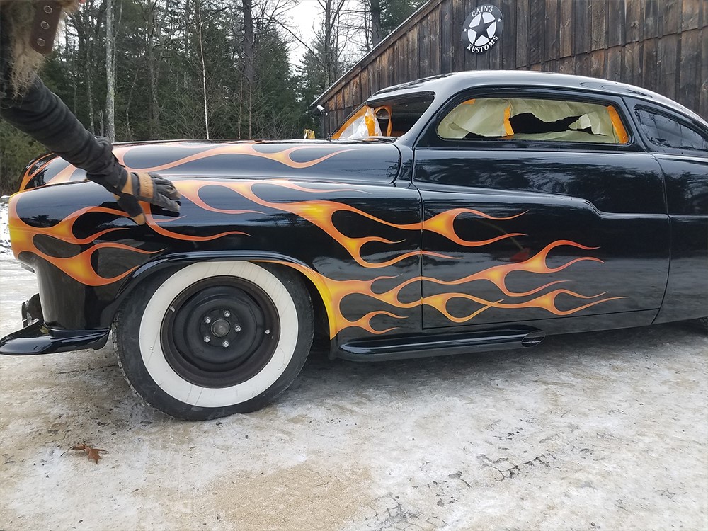Custom flame paint and body work at Cain's Kustoms